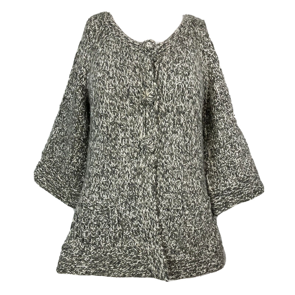 Fenn Wright Manson Cardigan Womens Sz L Gray White Knit Sweater Alpaca Wool